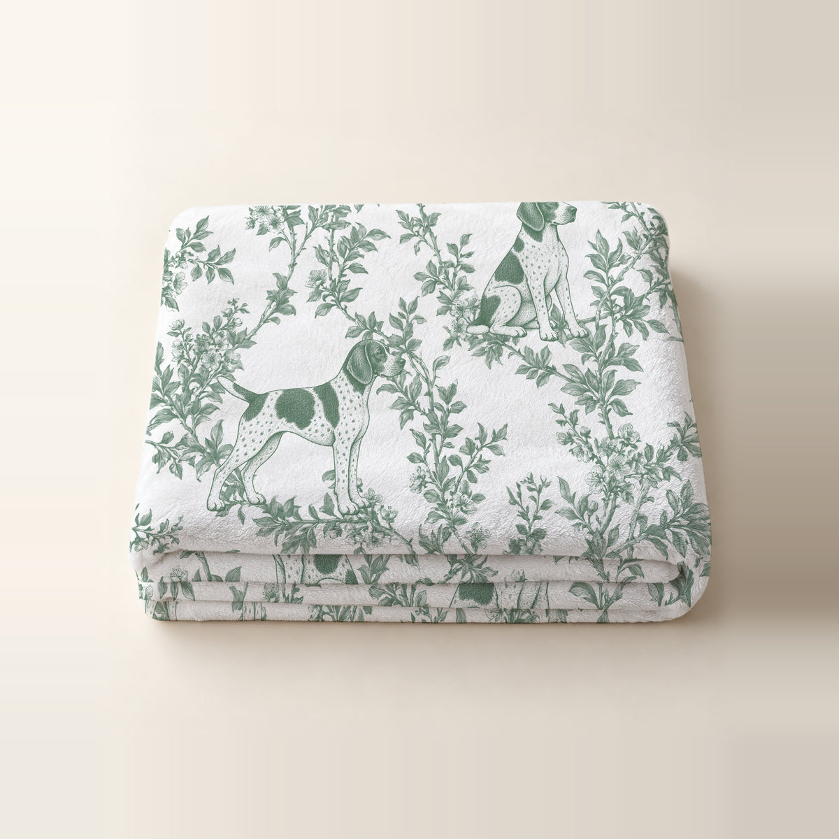 German Shorthaired Pointer toile de Jouy blanket - Green Thumbnail