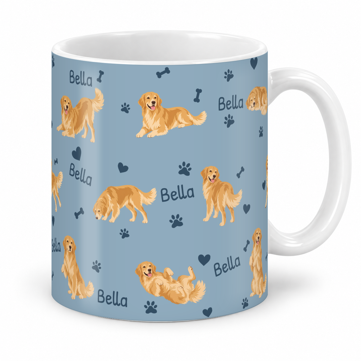 Golden Retriever personalized name mug — Dusty Blue Studio