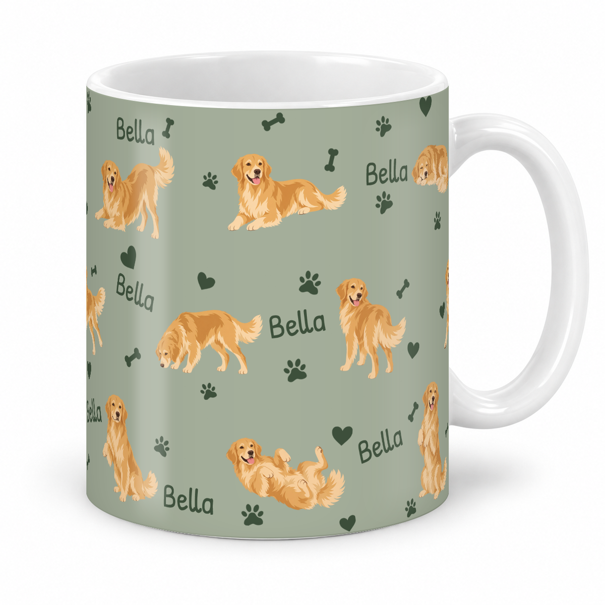 Golden Retriever personalized name mug — Soft Sage Studio
