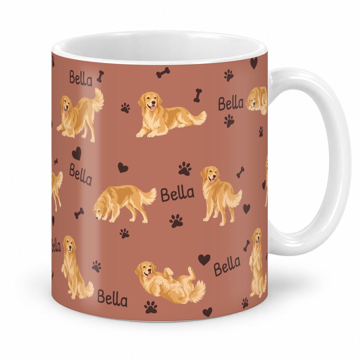 Golden Retriever personalized name mug — Muted Terracotta Studio
