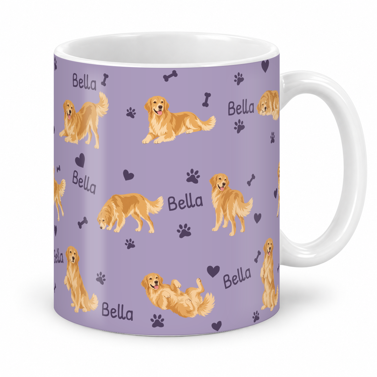 Golden Retriever personalized name mug — Soft Lavender Studio