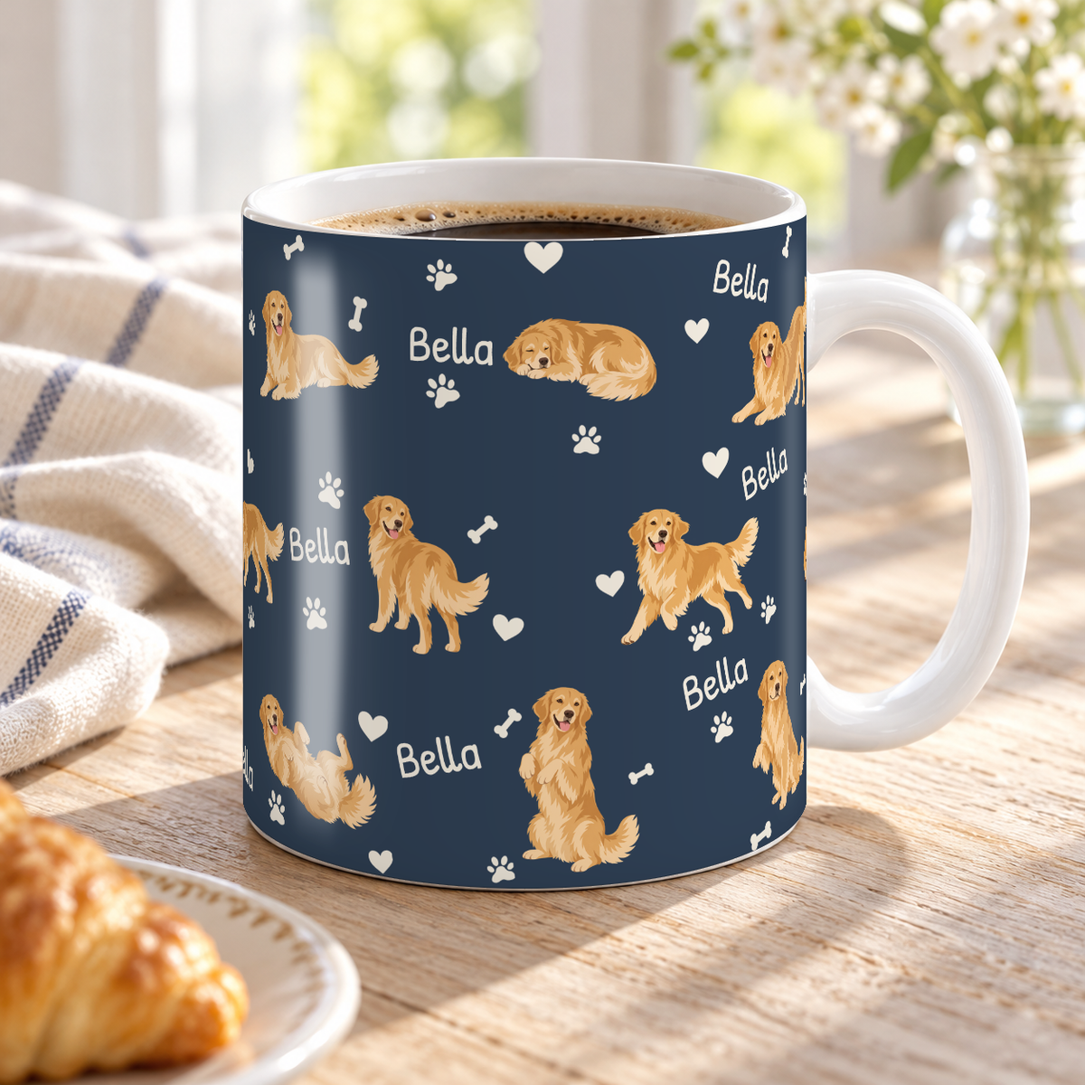 Golden Retriever personalized name mug — Deep Navy Lifestyle