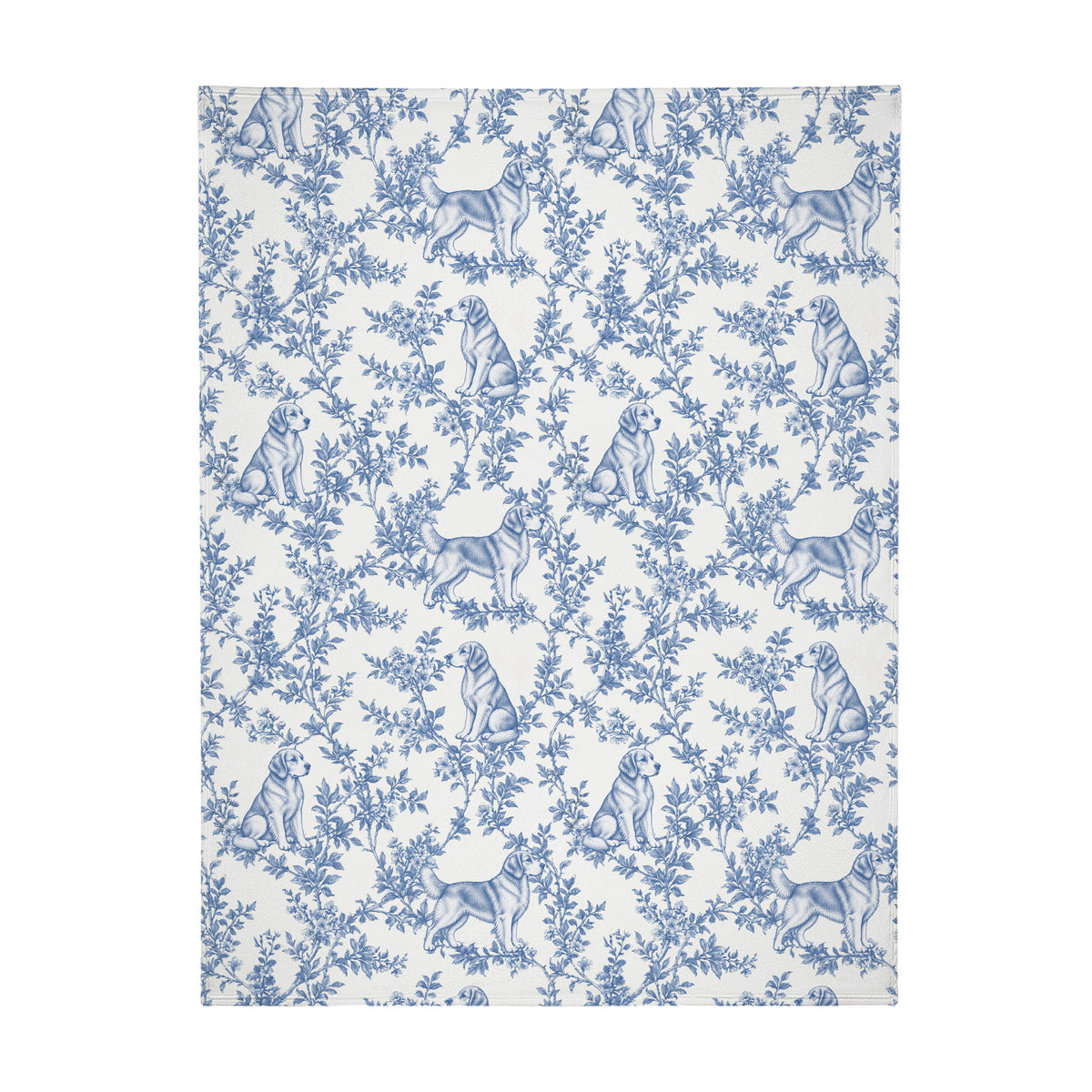 Golden Retriever toile de Jouy blanket - Blue Blanket Flat