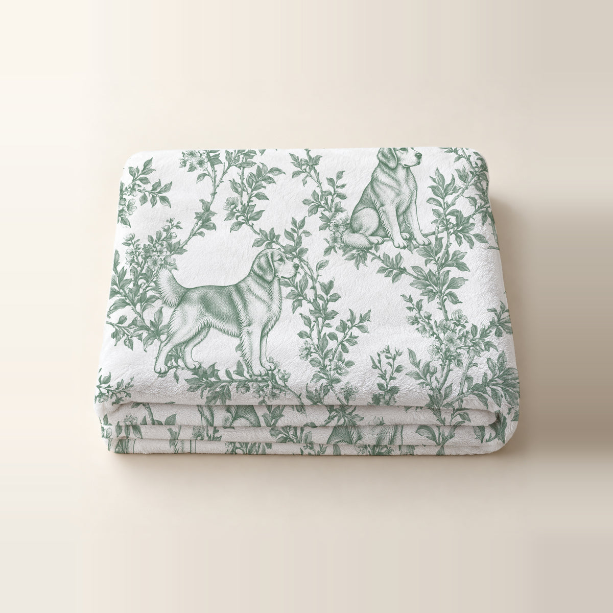 Golden Retriever toile de Jouy blanket - Green Thumbnail