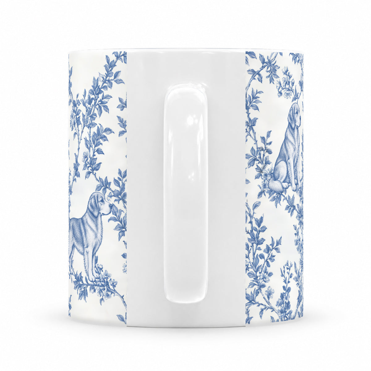 Golden Retriever toile mug — Blue Handle View