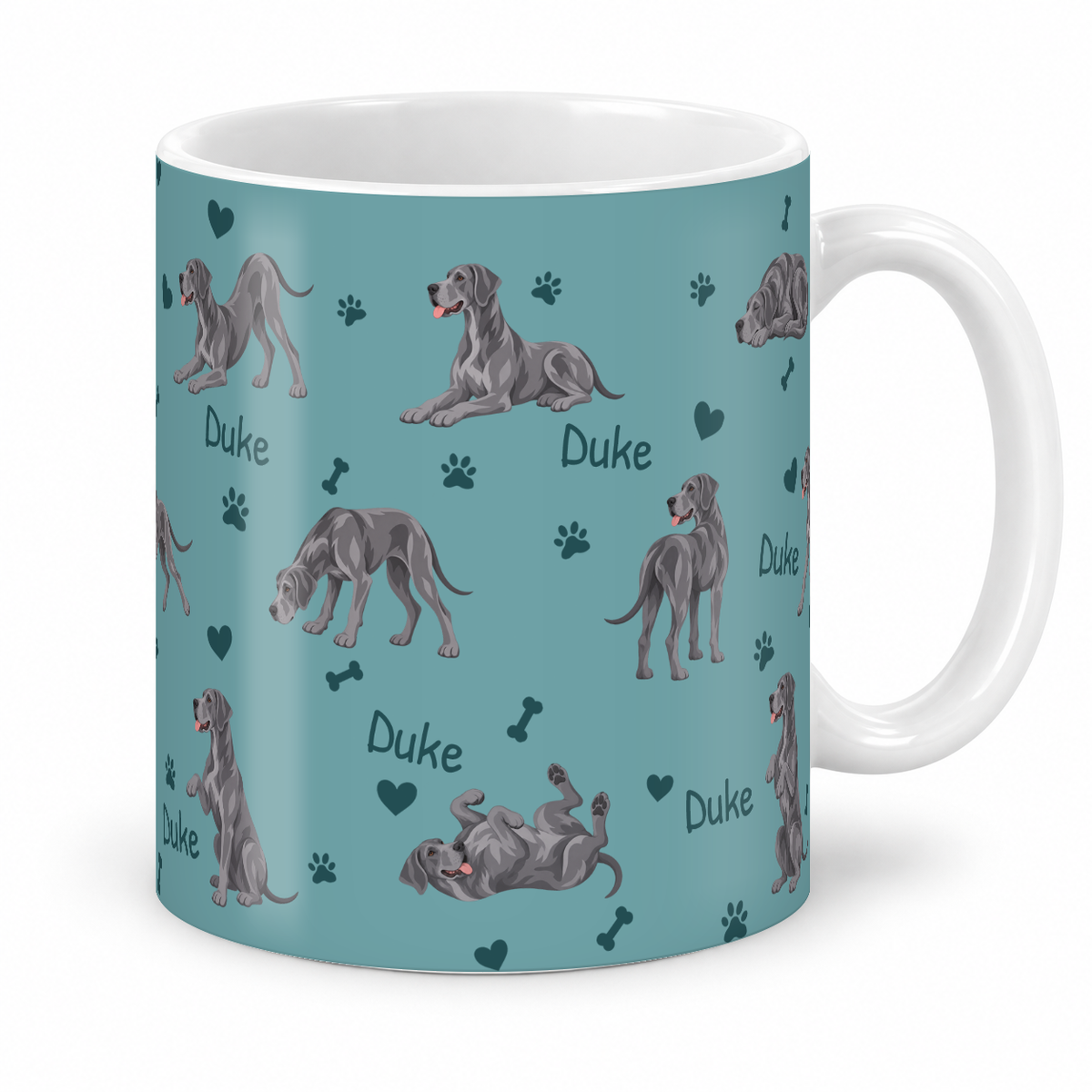 Great Dane personalized name mug — Muted Teal Studio