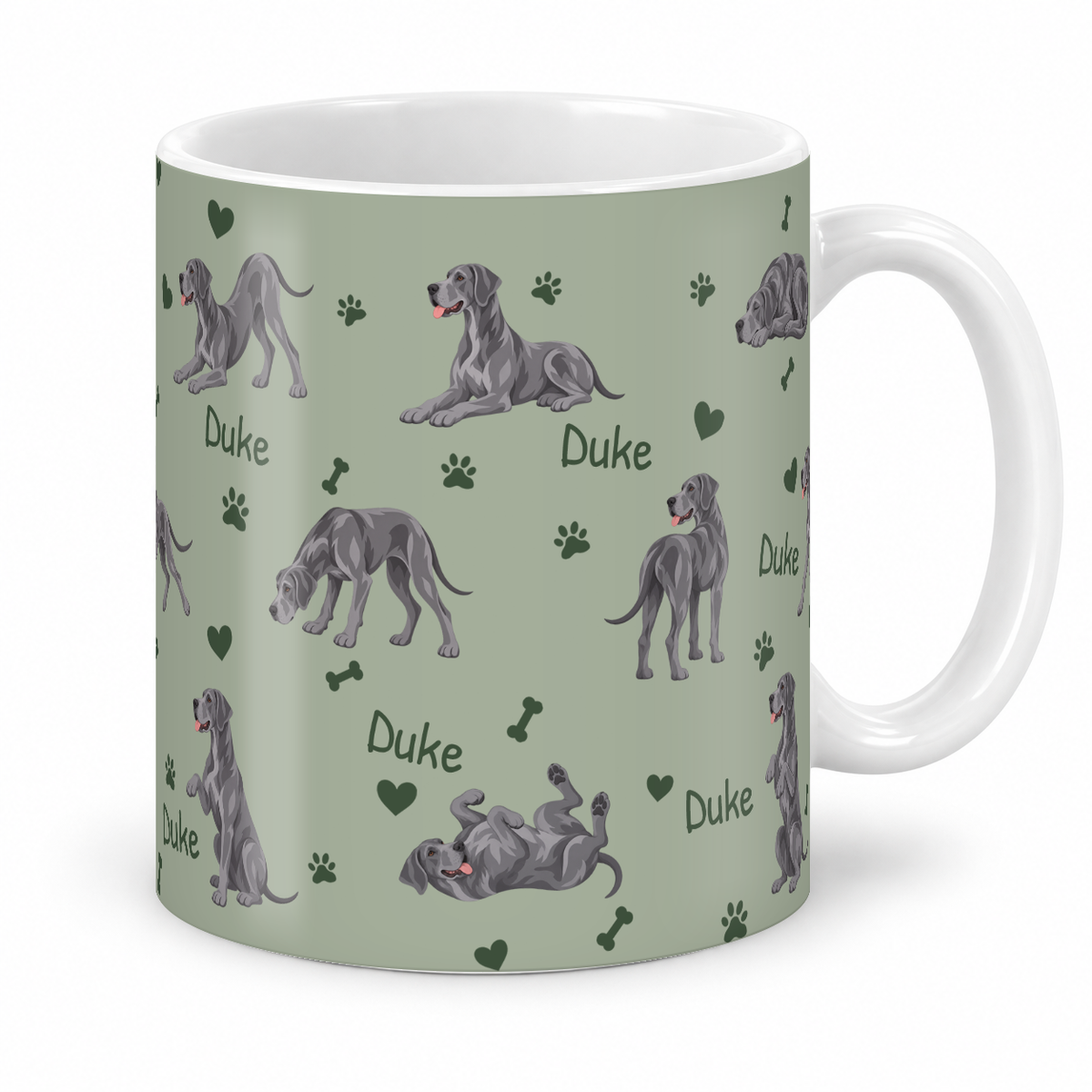 Great Dane personalized name mug — Soft Sage Studio
