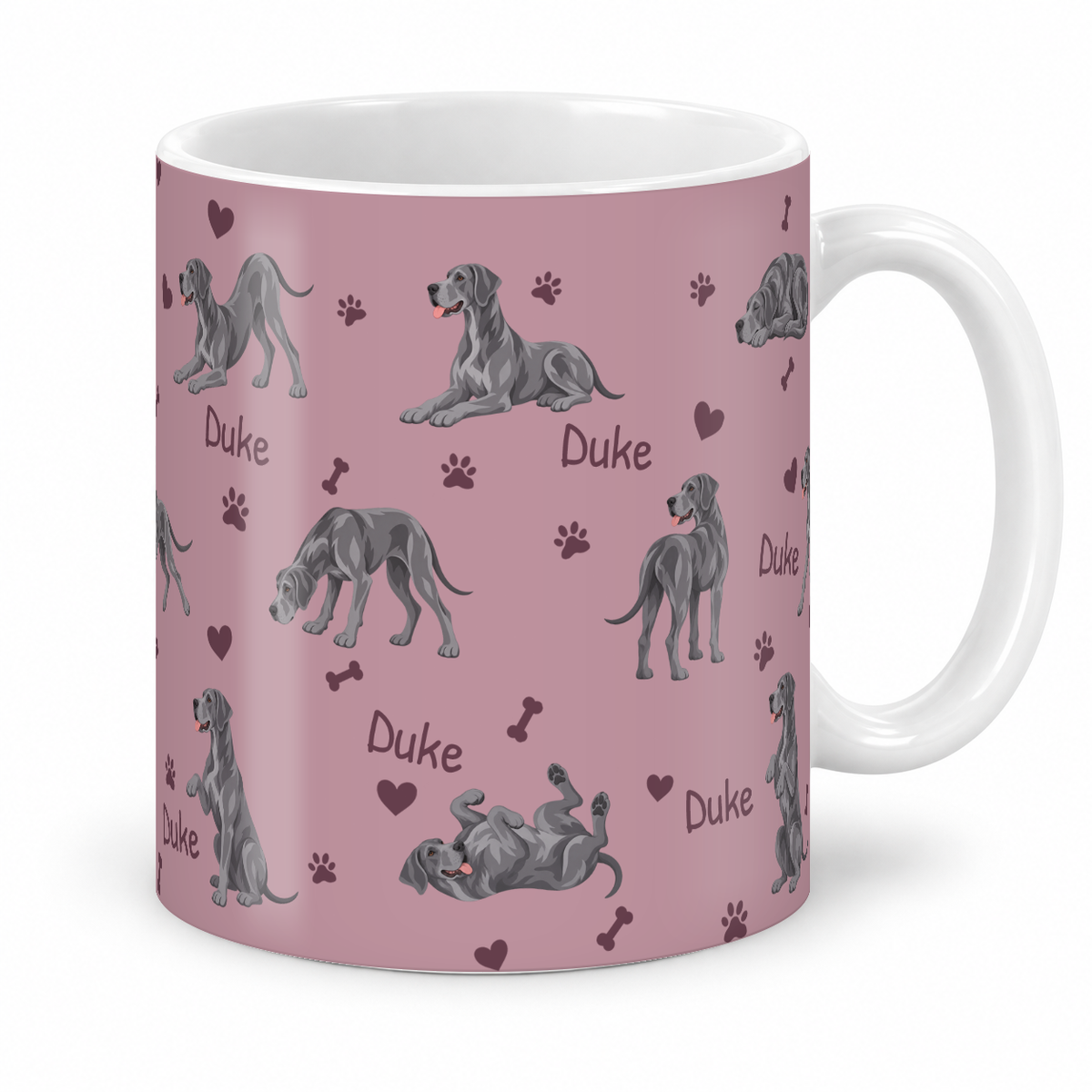 Great Dane personalized name mug — Dusty Rose Studio