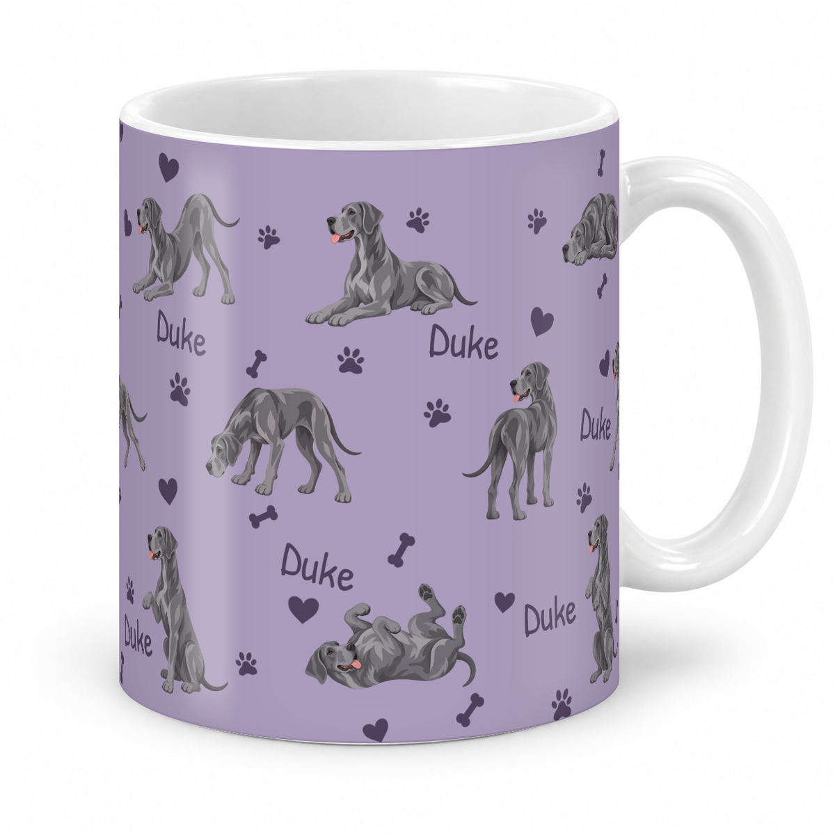 Great Dane personalized name mug — Soft Lavender Studio