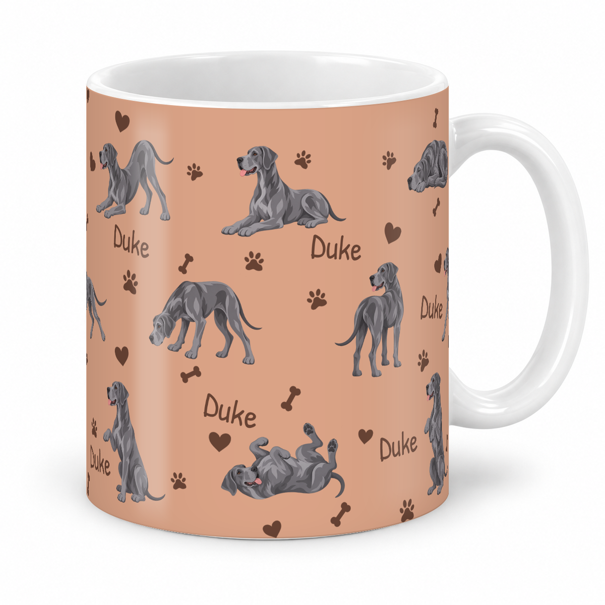 Great Dane personalized name mug — Peach Studio