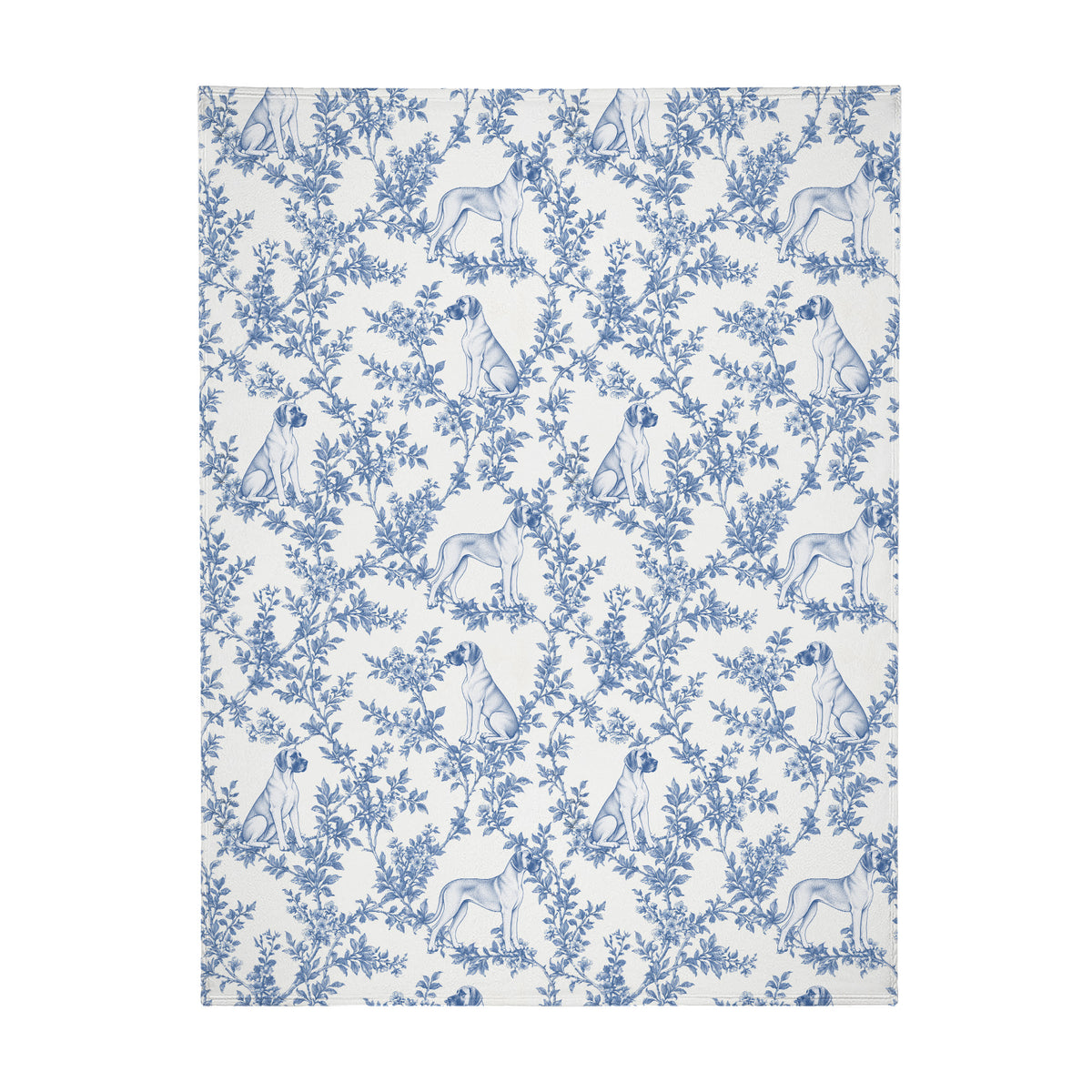 Great Dane toile de Jouy blanket - Blue Blanket Flat