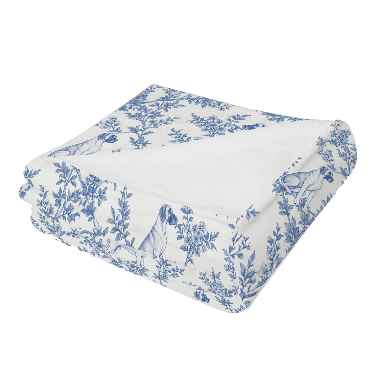 Great Dane toile de Jouy blanket - Blue Blanket Folded