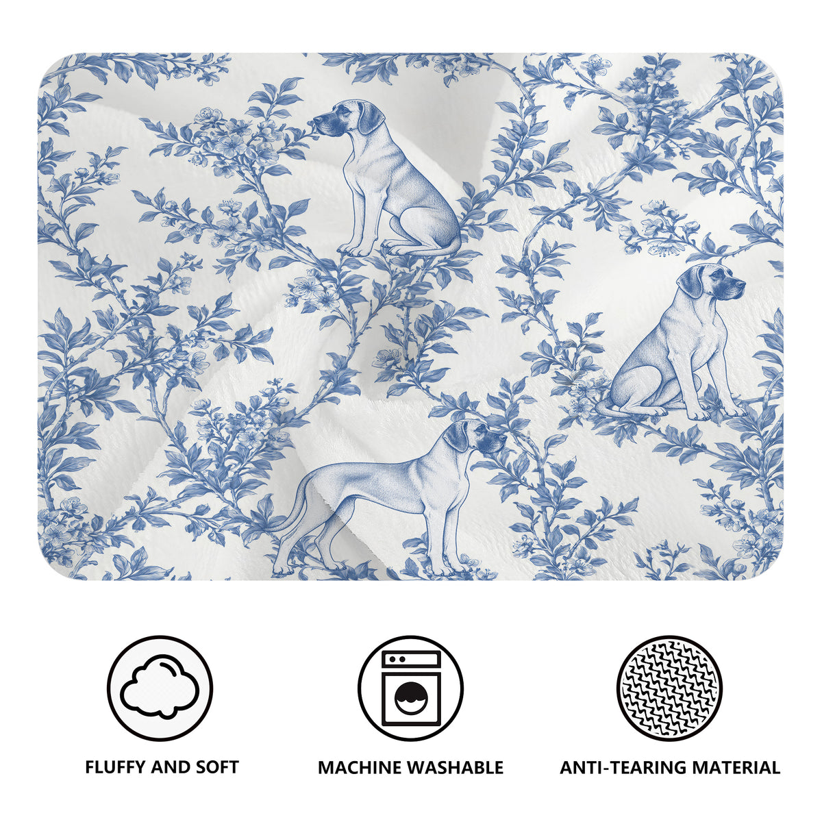Great Dane toile de Jouy blanket - Blue Blanket Features