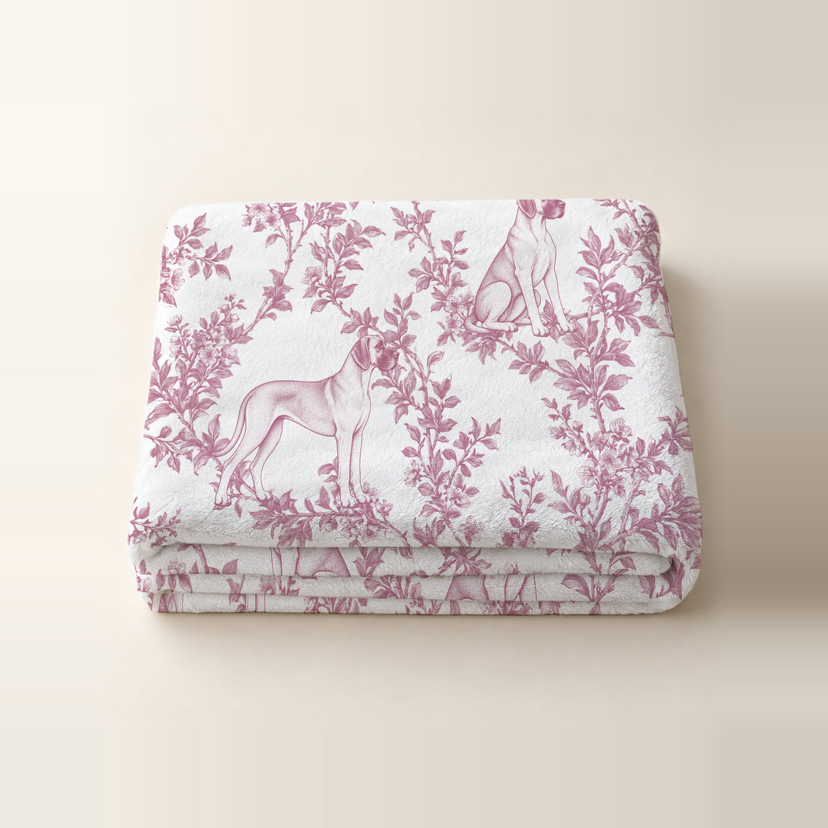Great Dane toile de Jouy blanket - Pink Thumbnail