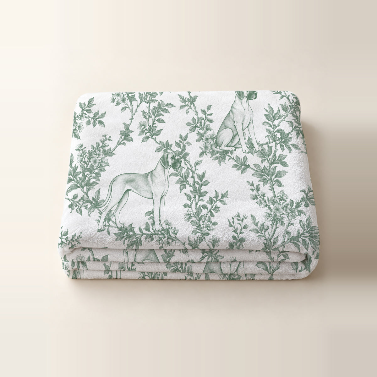 Great Dane toile de Jouy blanket - Green Thumbnail