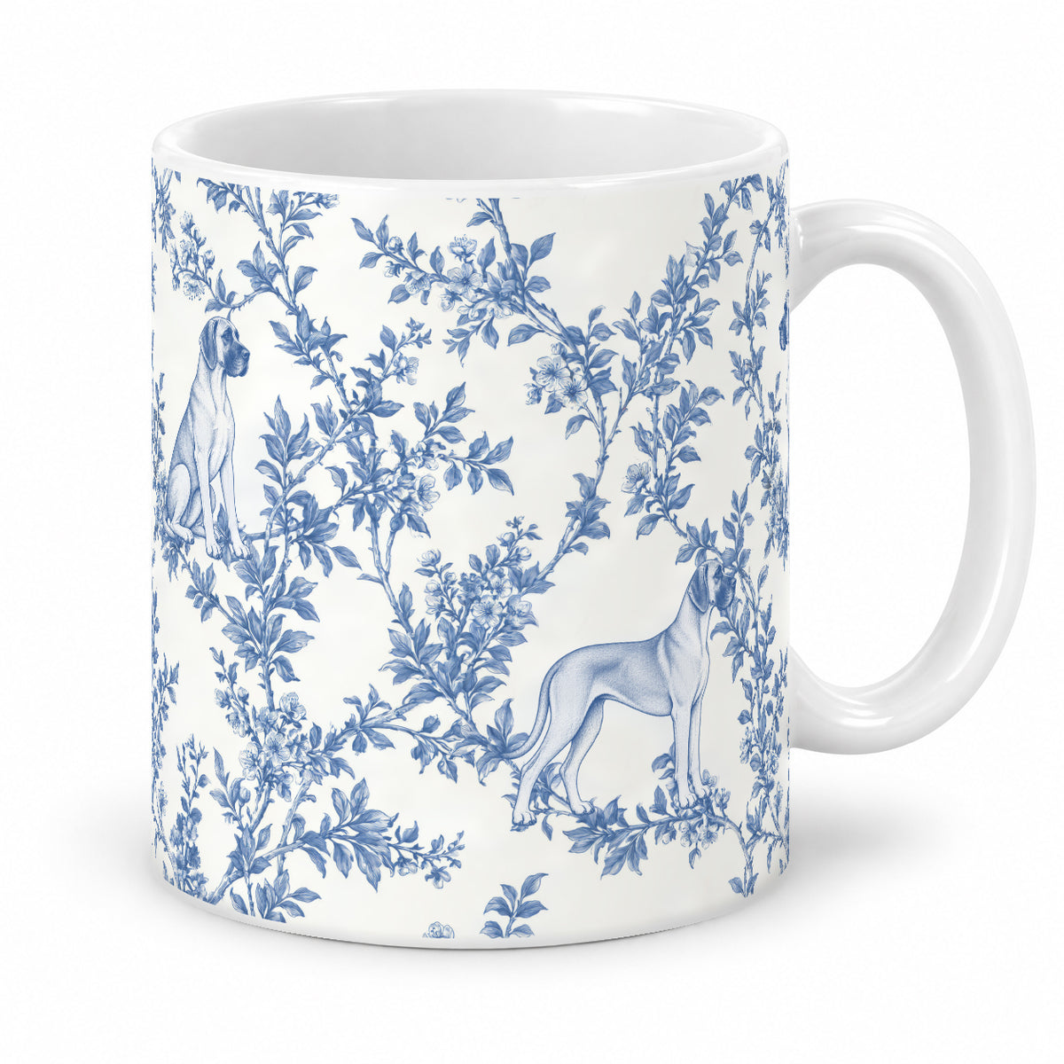 Great Dane toile mug — Blue Studio
