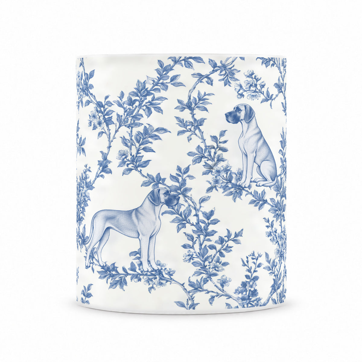 Great Dane toile mug — Blue Front View
