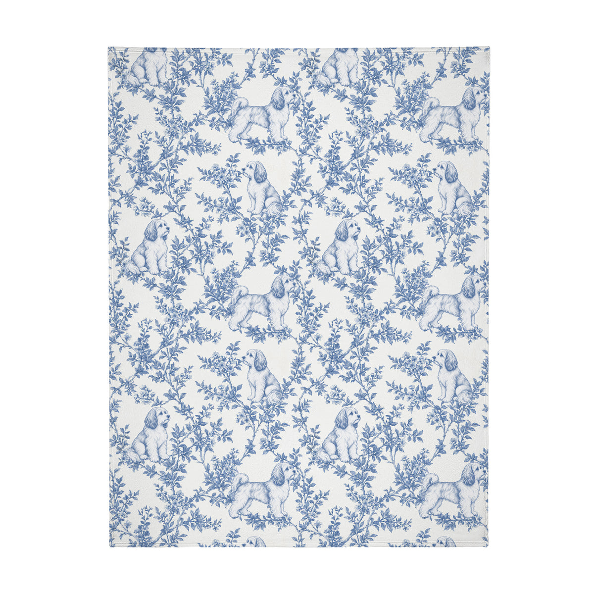 Havanese toile de Jouy blanket - Blue Blanket Flat
