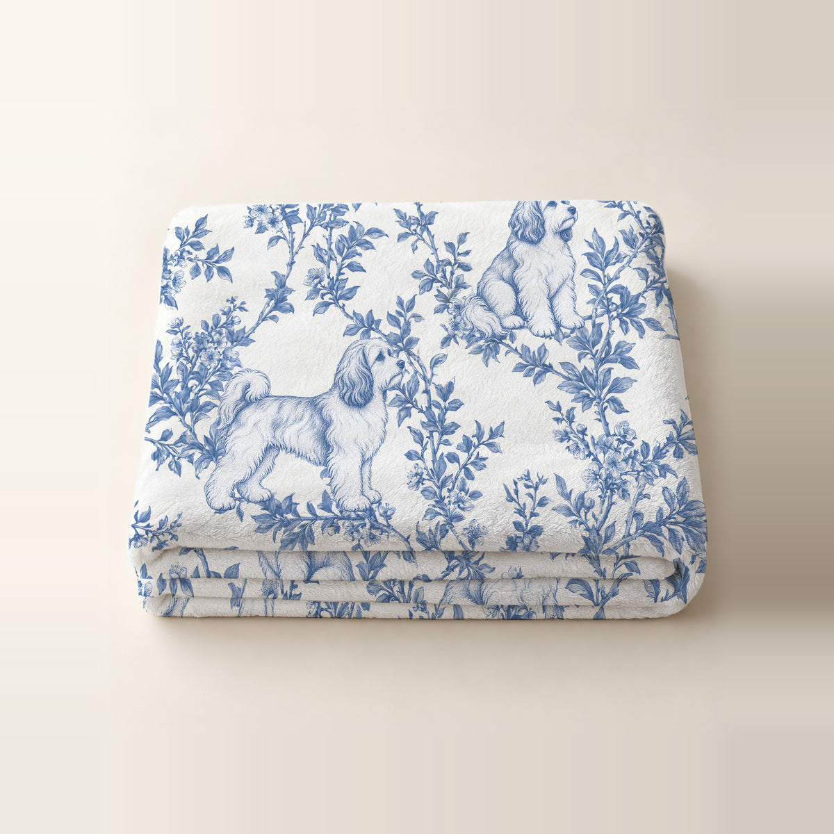 Havanese toile de Jouy blanket - Blue Blanket Folded Studio