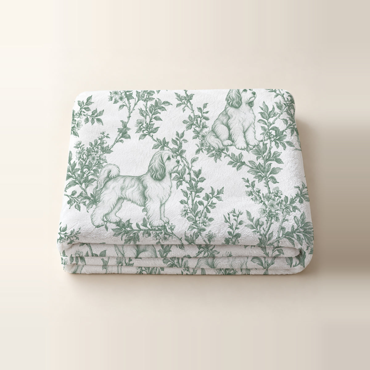 Havanese toile de Jouy blanket - Green Thumbnail