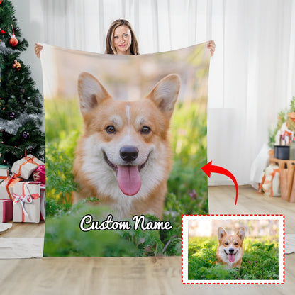 Personalized Blanket with Dog Photo and Name
