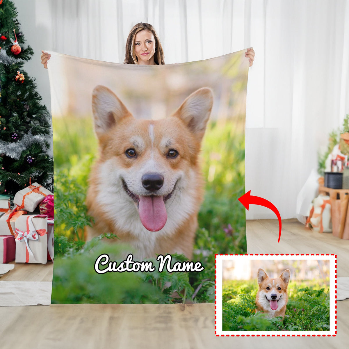 Personalized Blanket with Dog Photo and Name