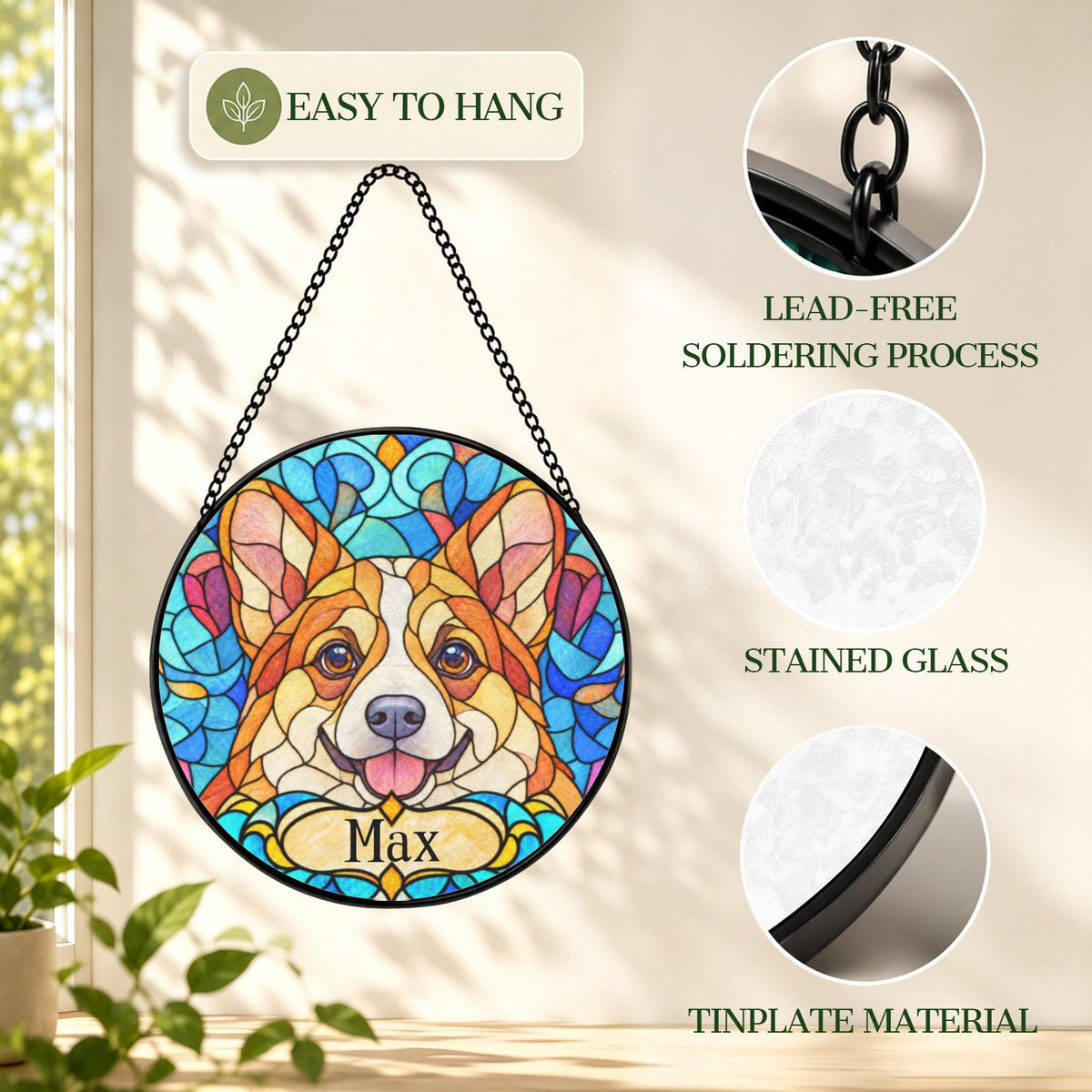 Personalized Corgi Suncatcher