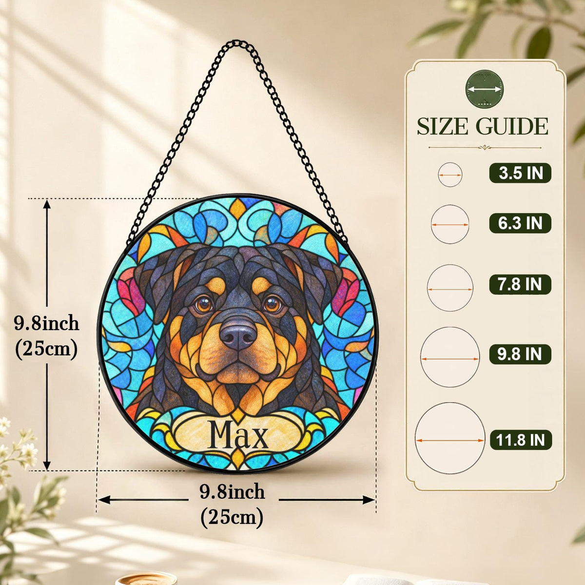 Personalized Rottweiler Suncatcher