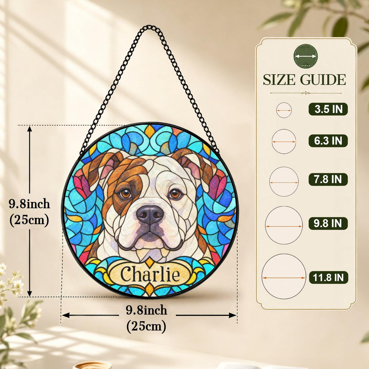 Personalized Bulldog Suncatcher