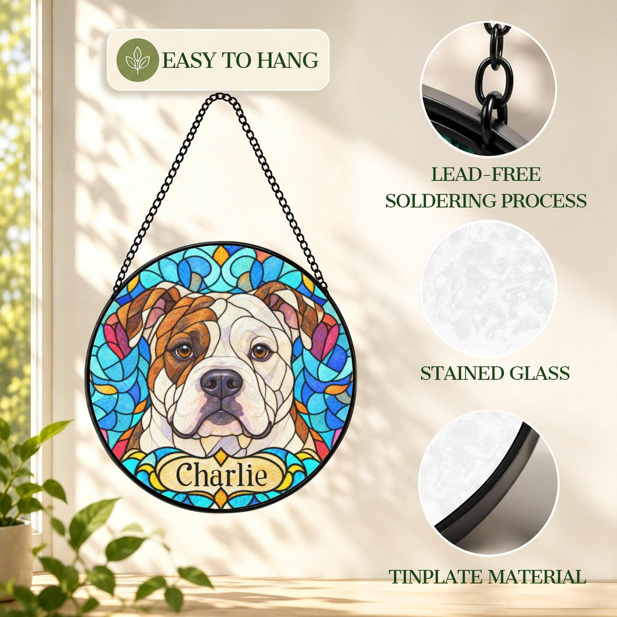 Personalized Bulldog Suncatcher