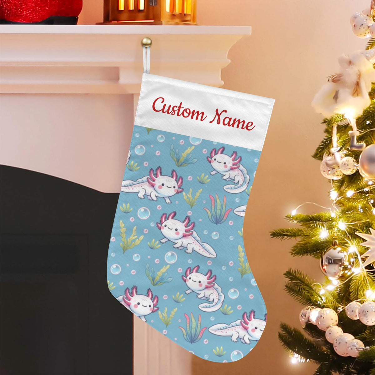 Personalized Axolotl Christmas Stocking
