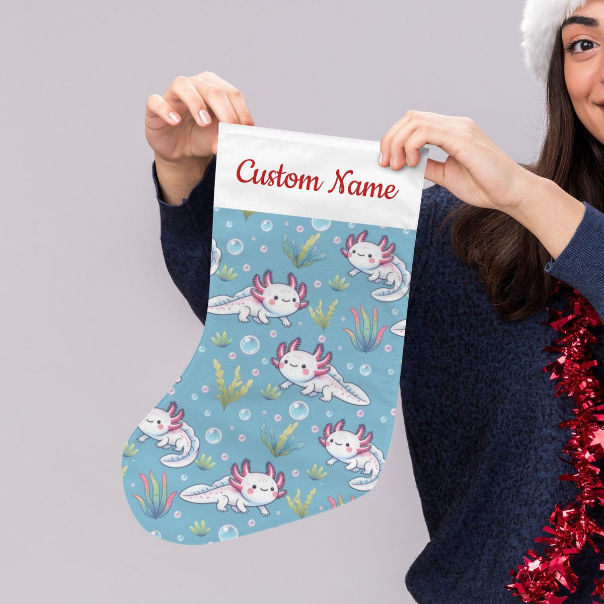 Personalized Axolotl Christmas Stocking