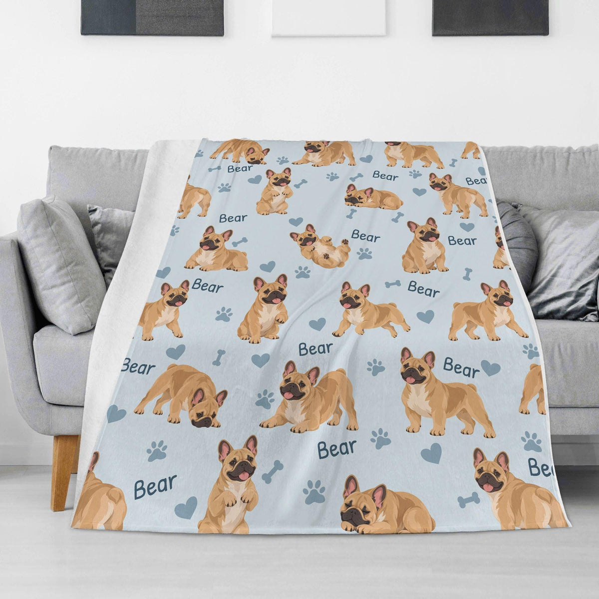 Personalized French Bulldog Blanket, Pet Blanket with Name