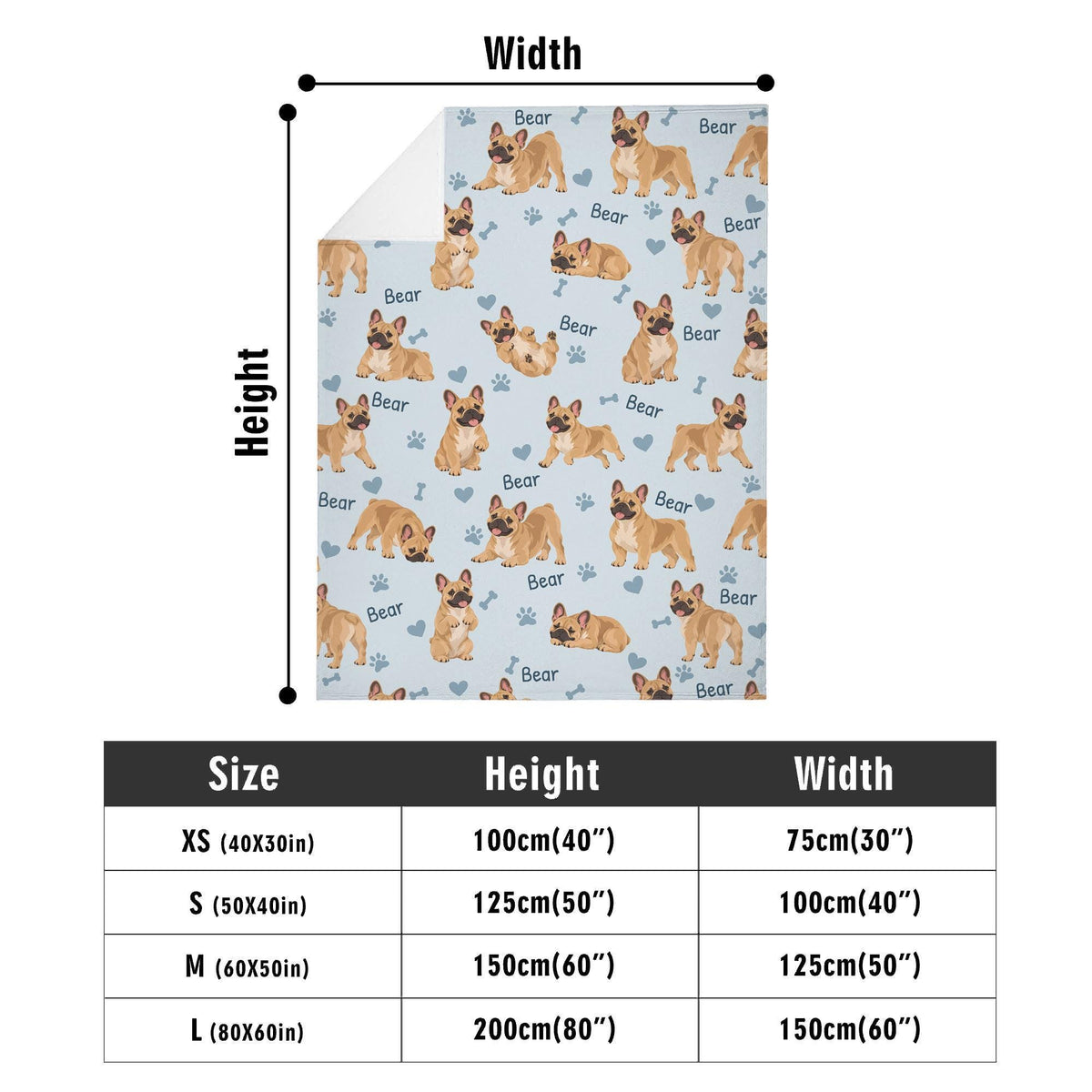 Personalized French Bulldog Blanket, Pet Blanket with Name