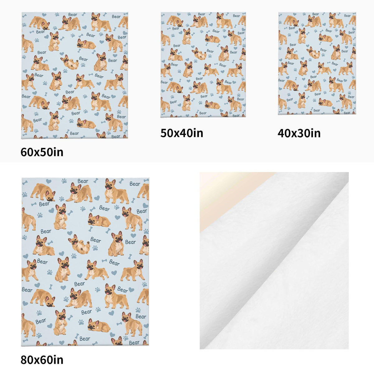 Personalized French Bulldog Blanket, Pet Blanket with Name