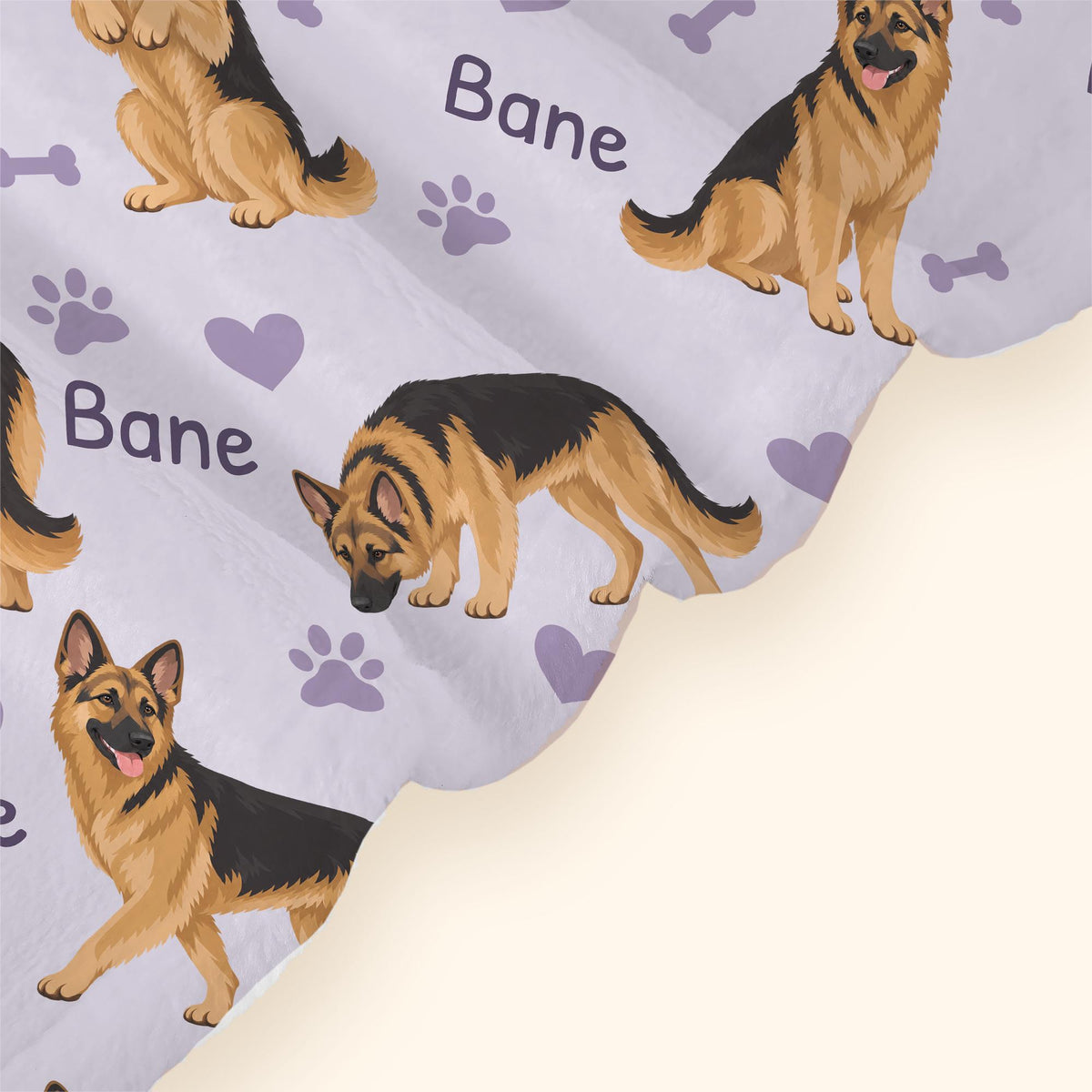 Personalized German Shepherd Dog Blanket, Pet Blanket with Name