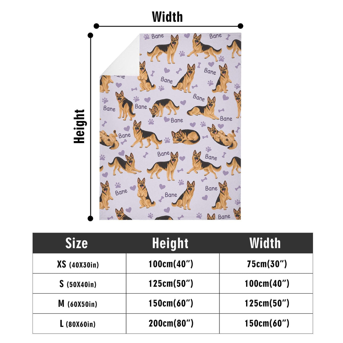Personalized German Shepherd Dog Blanket, Pet Blanket with Name
