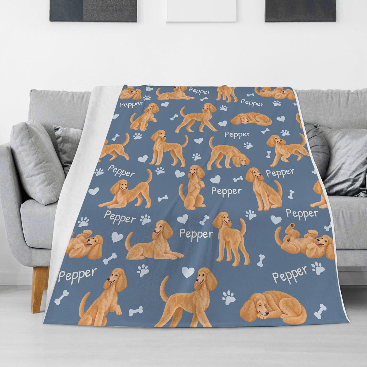 Personalized Poodle Blanket, Pet Blanket with Name