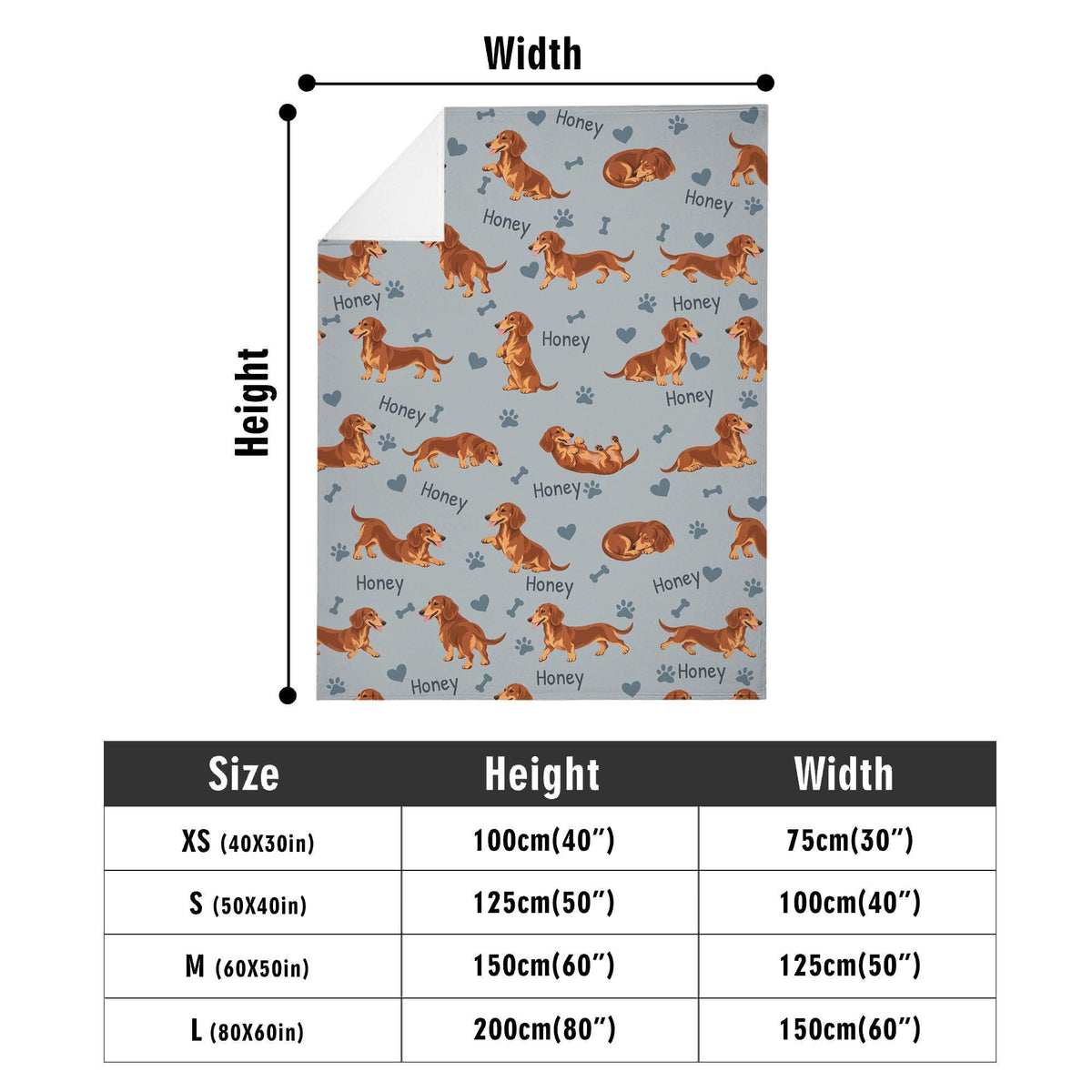 Personalized Dachshund Blanket, Pet Blanket with Name
