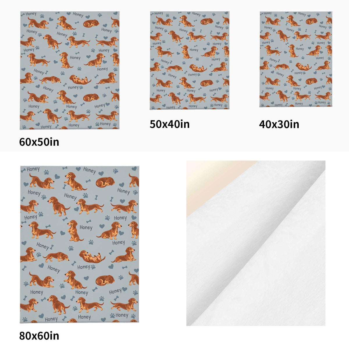 Personalized Dachshund Blanket, Pet Blanket with Name
