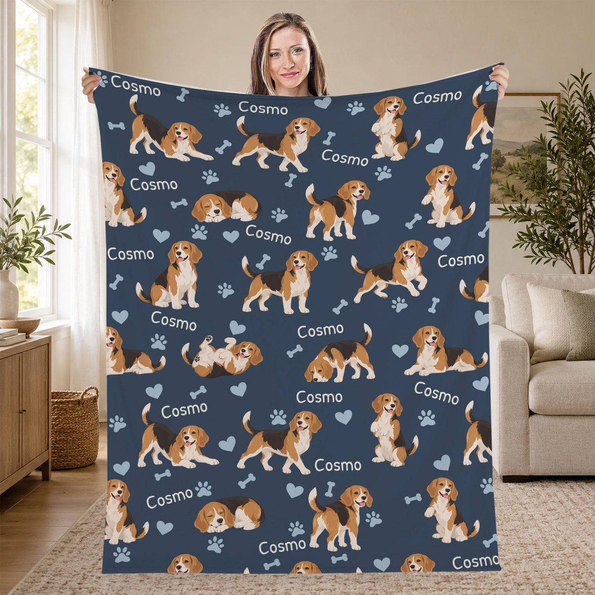 Personalized Beagle Blanket, Pet Blanket with Name