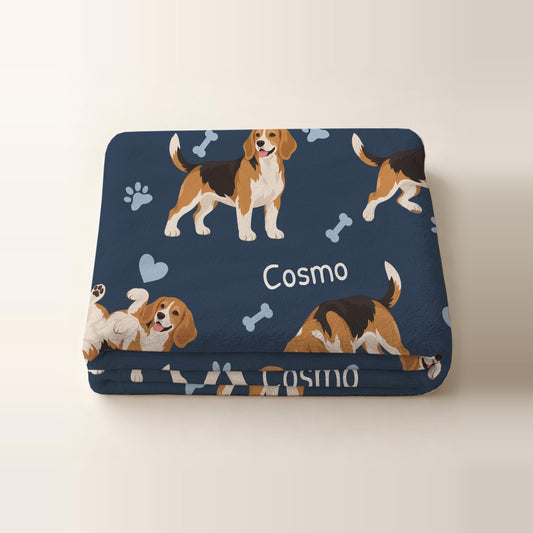 Personalized Beagle Blanket, Pet Blanket with Name