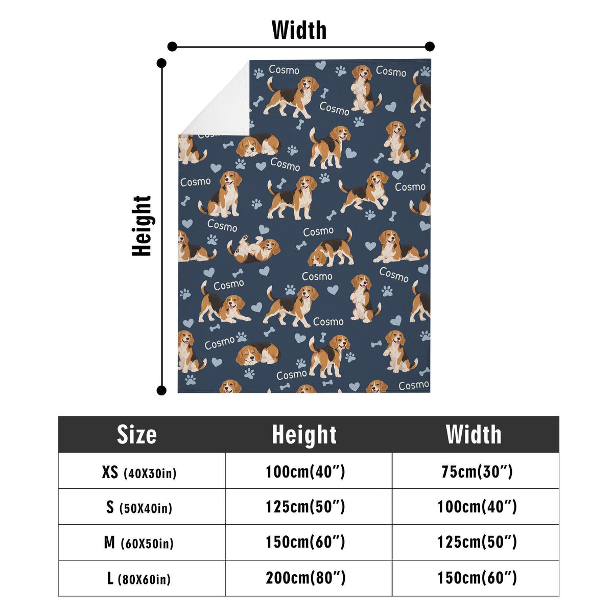 Personalized Beagle Blanket, Pet Blanket with Name