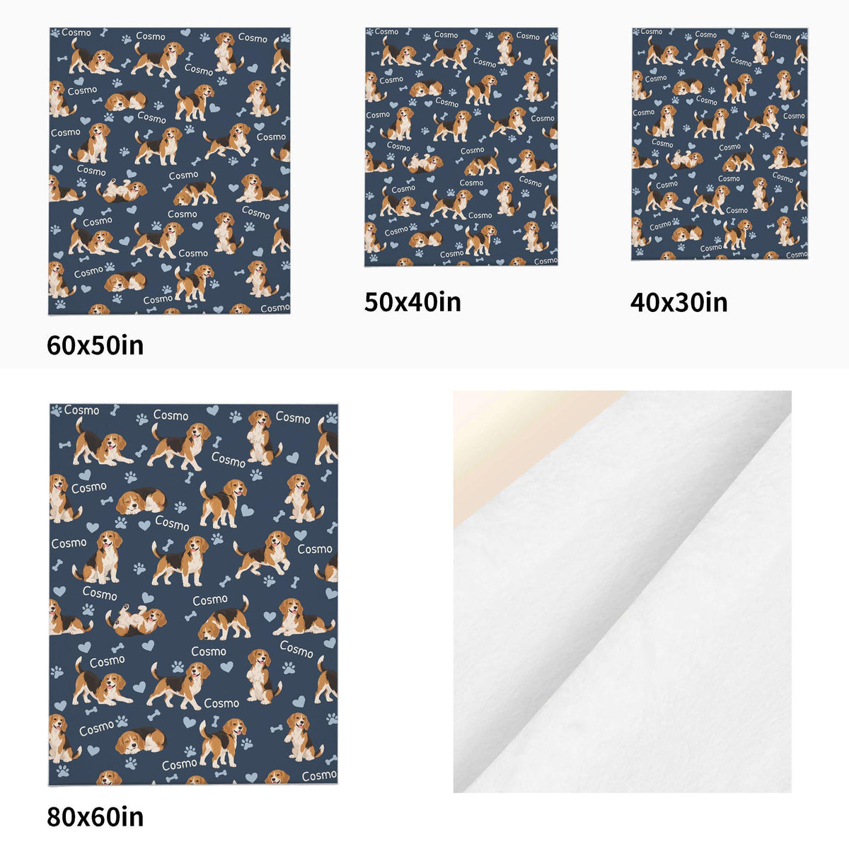 Personalized Beagle Blanket, Pet Blanket with Name