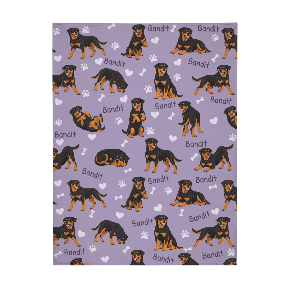 Personalized Rottweiler Blanket, Pet Blanket with Name