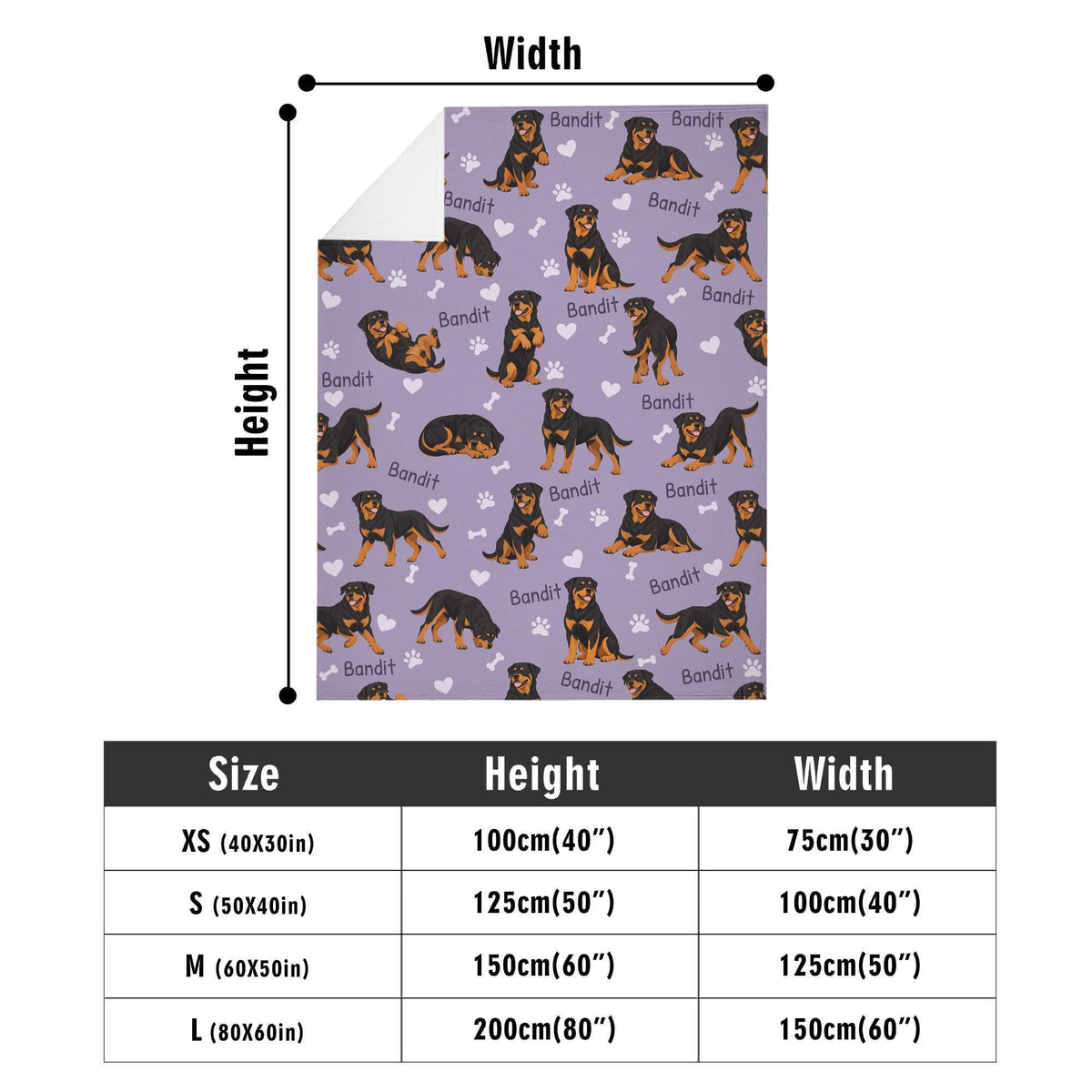 Personalized Rottweiler Blanket, Pet Blanket with Name