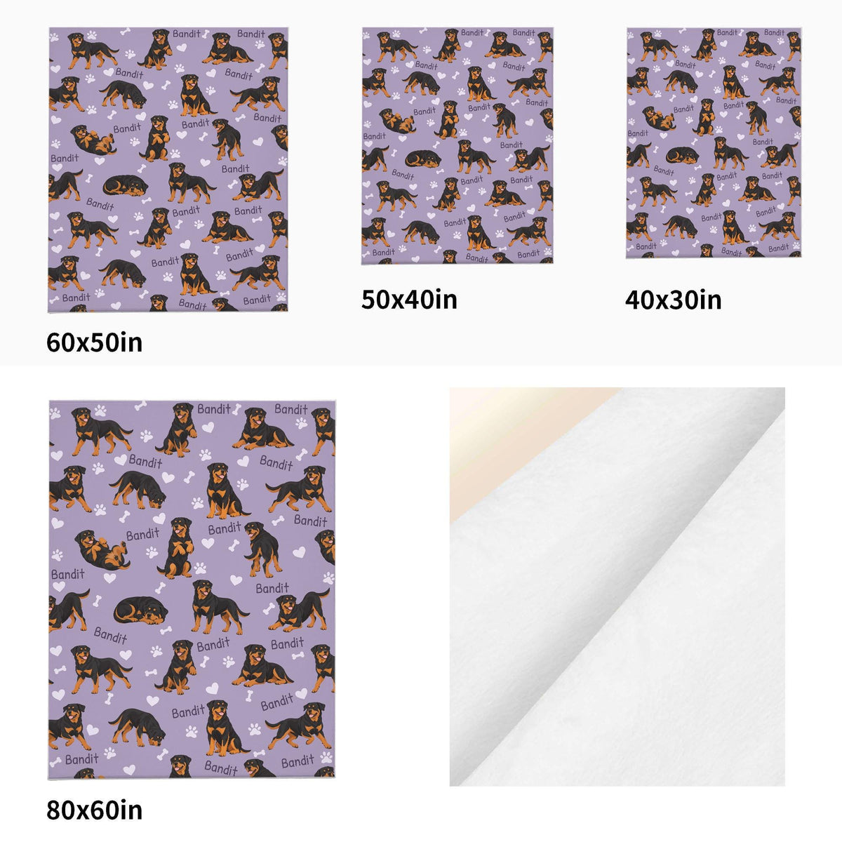 Personalized Rottweiler Blanket, Pet Blanket with Name