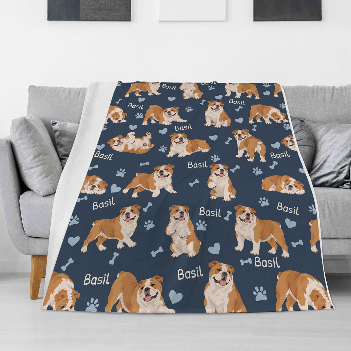 Personalized Bulldog Blanket, Pet Blanket with Name