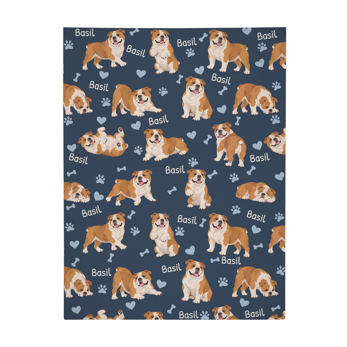 Personalized Bulldog Blanket, Pet Blanket with Name