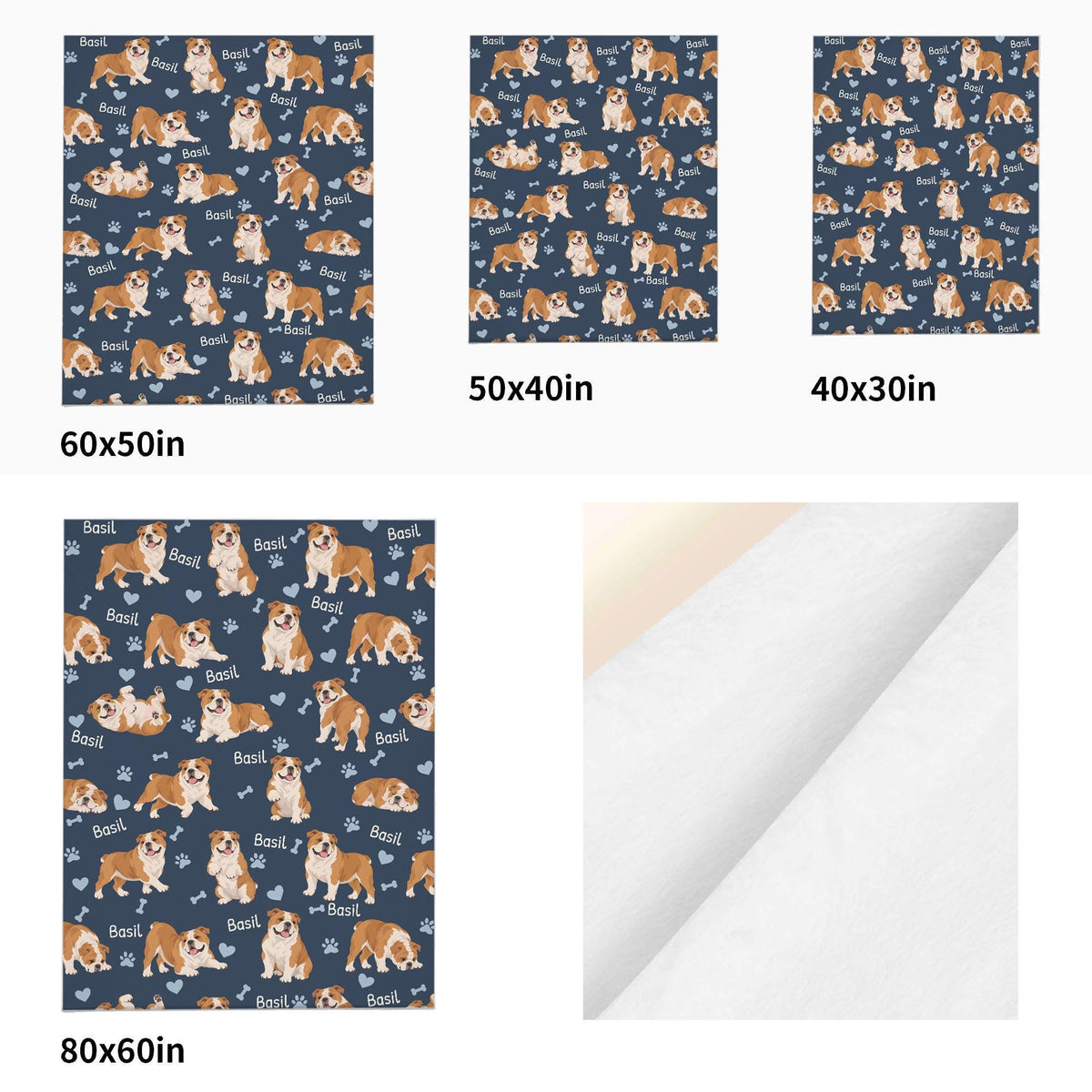 Personalized Bulldog Blanket, Pet Blanket with Name